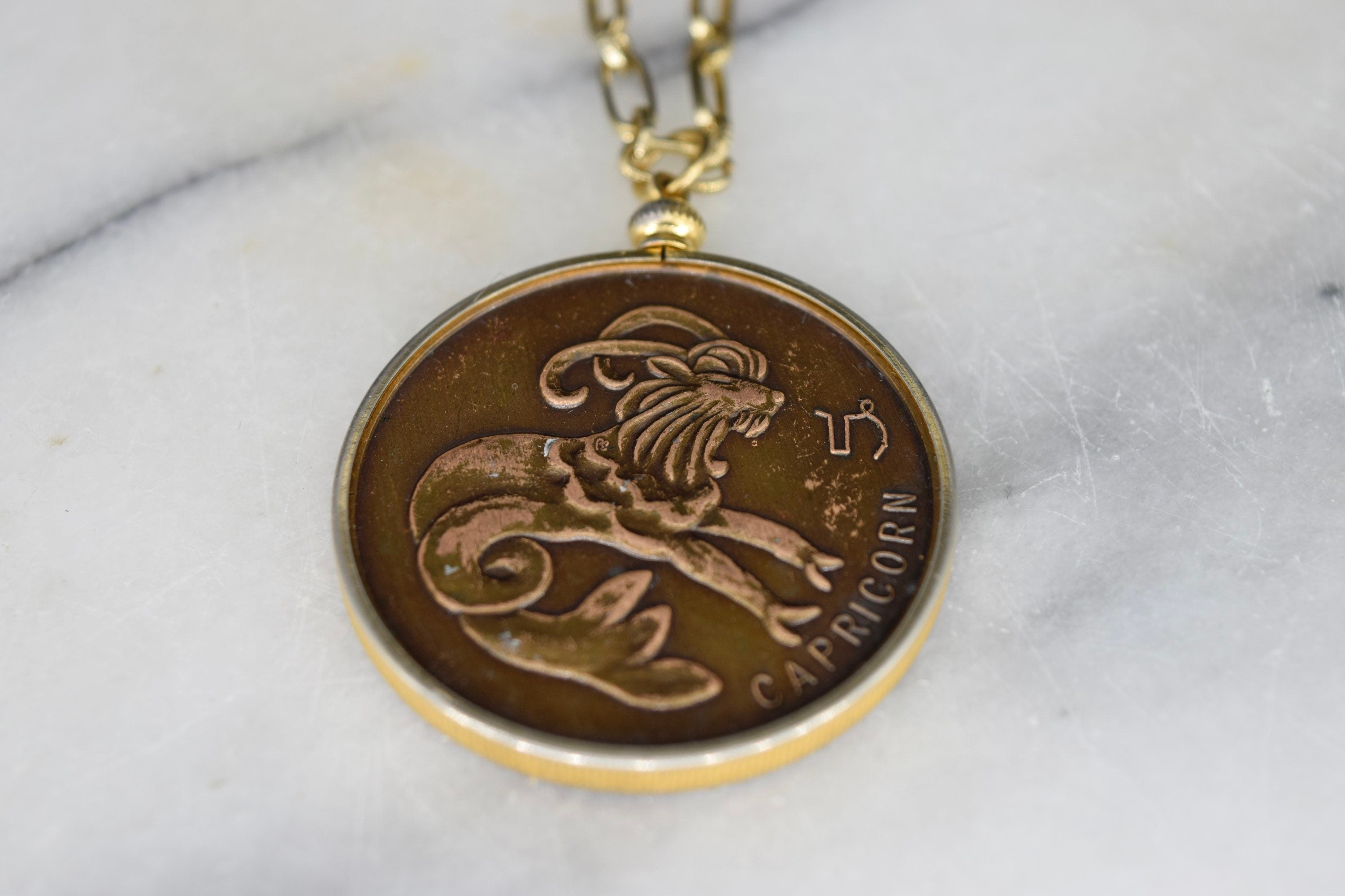 Vintage Zodiac Horoscope Pendant Capricorn c.1970s