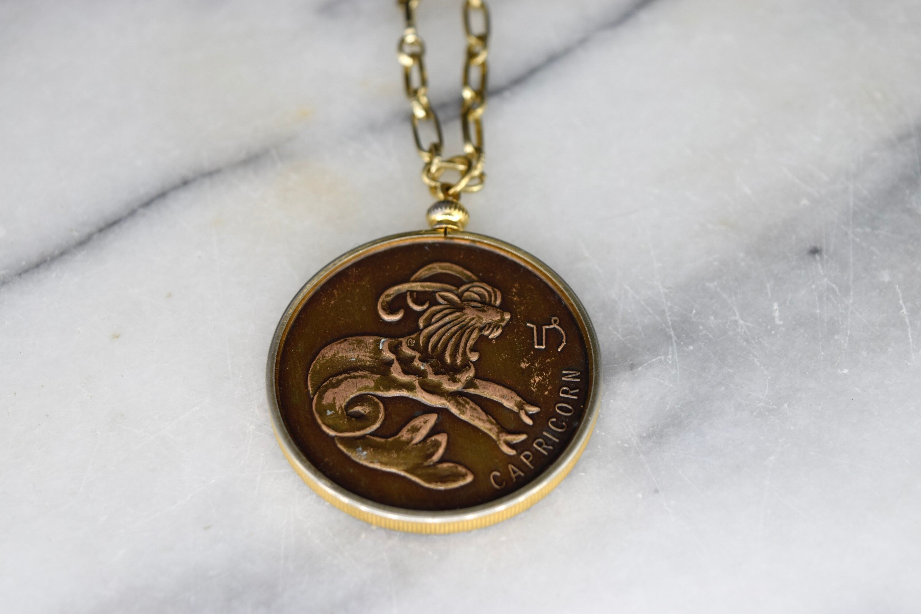 Vintage Zodiac Horoscope Pendant Capricorn c.1970s