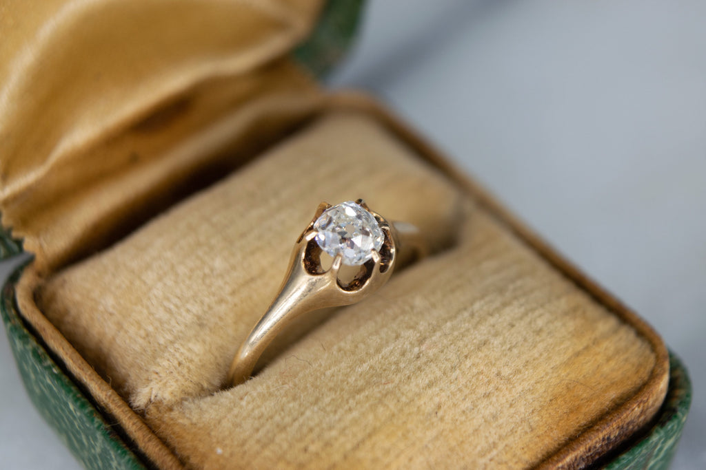 Vintage 1920s Platinum Old Mine Cut Diamond Engagement Ring