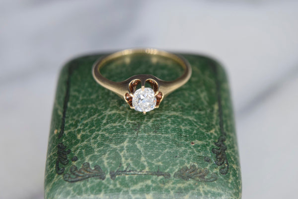 Antique Victorian Old Mine Cut Diamond Engagement Ring .45 CT 14k Gold