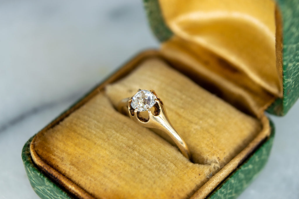 Art Deco Champagne Colored Old Mine Cut Diamond Ring