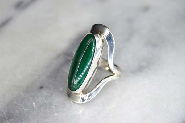 Vintage Mexican Sterling Silver Malachite Ring