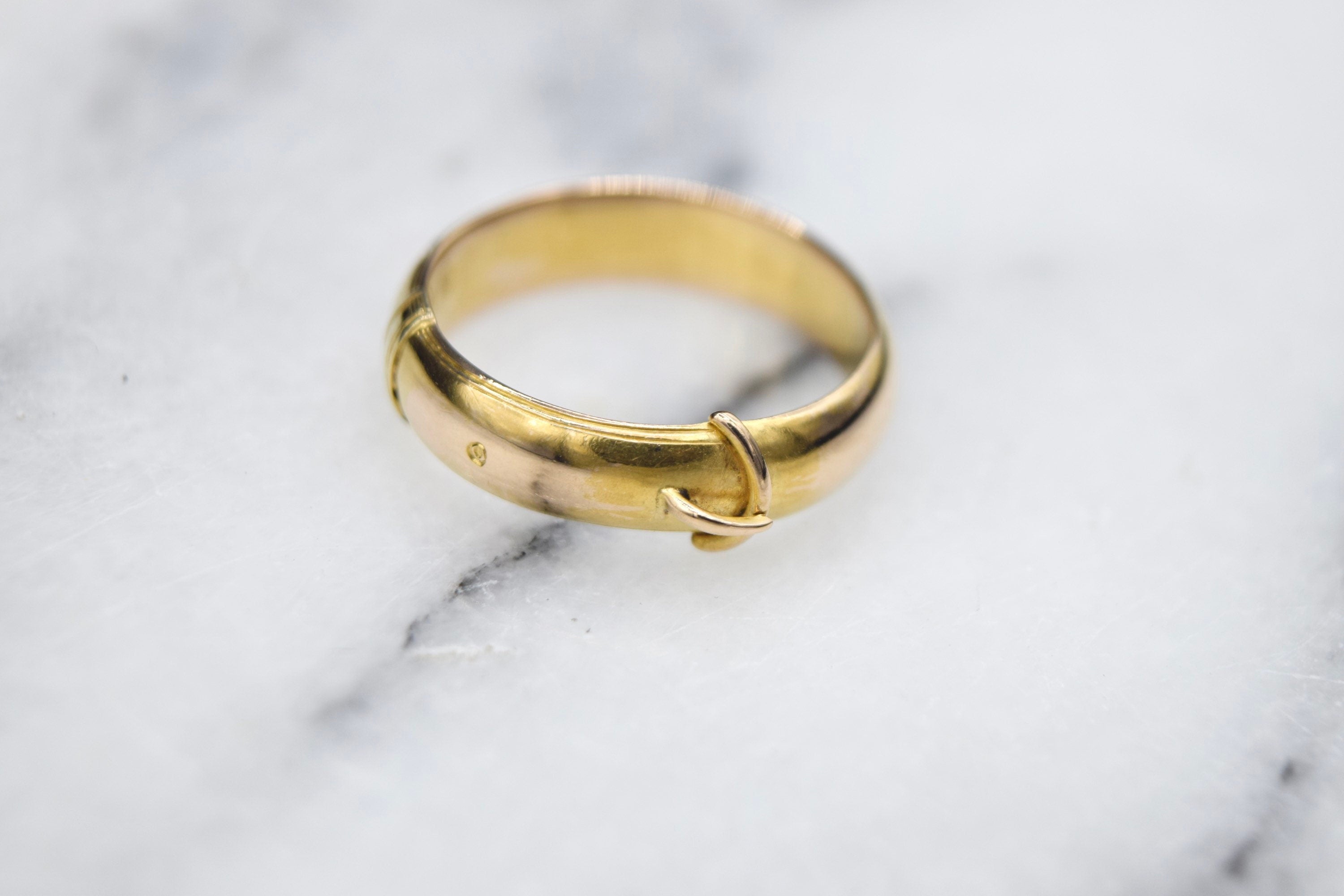 Antique 15k Gold Buckle Garter Belt Ring English Hallmarks