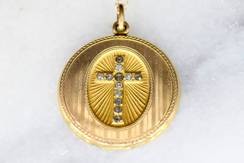Antique Edwardian Locket With Cross Paste Stones