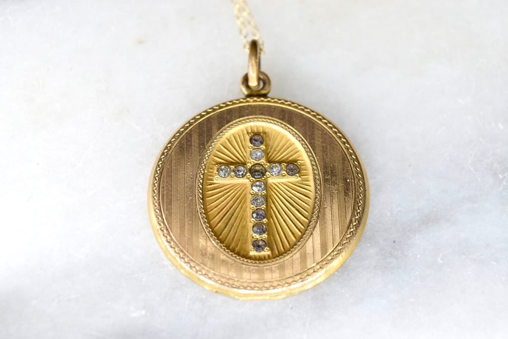 Antique Edwardian Locket With Cross Paste Stones