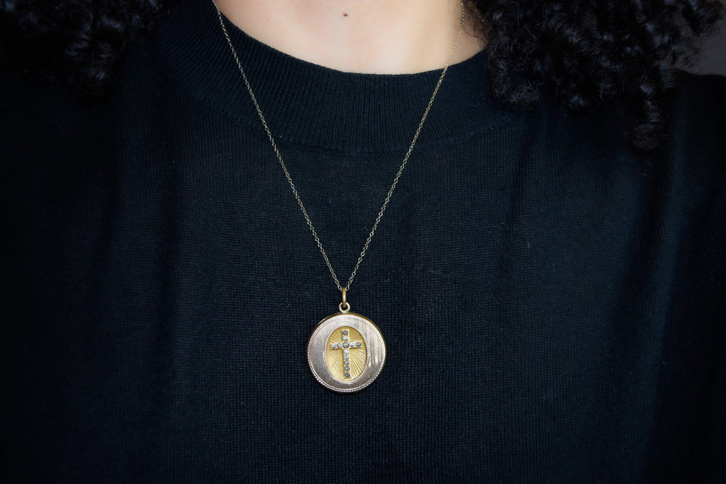 Antique Edwardian Locket With Cross Paste Stones