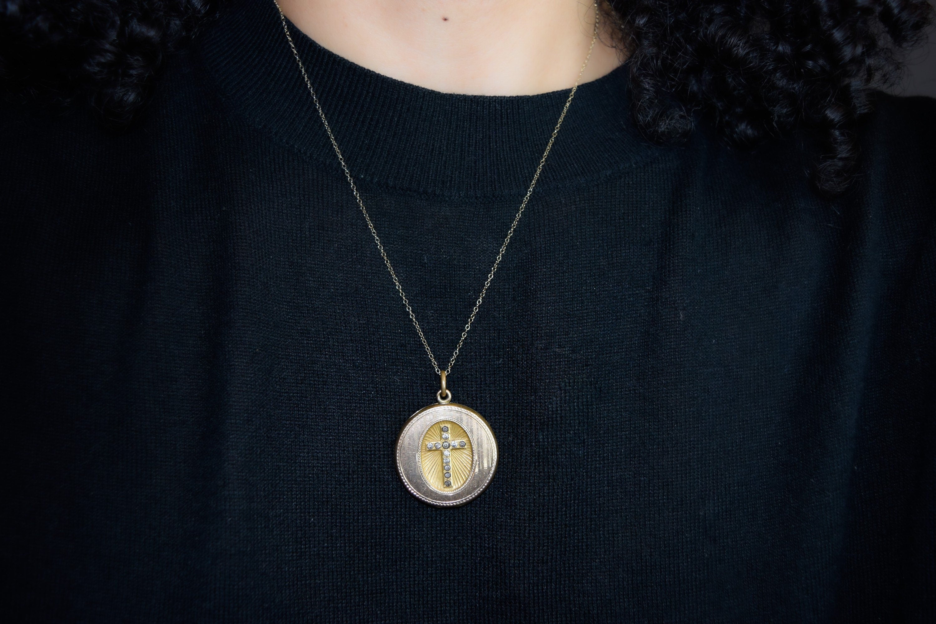 Antique Edwardian Locket With Cross Paste Stones