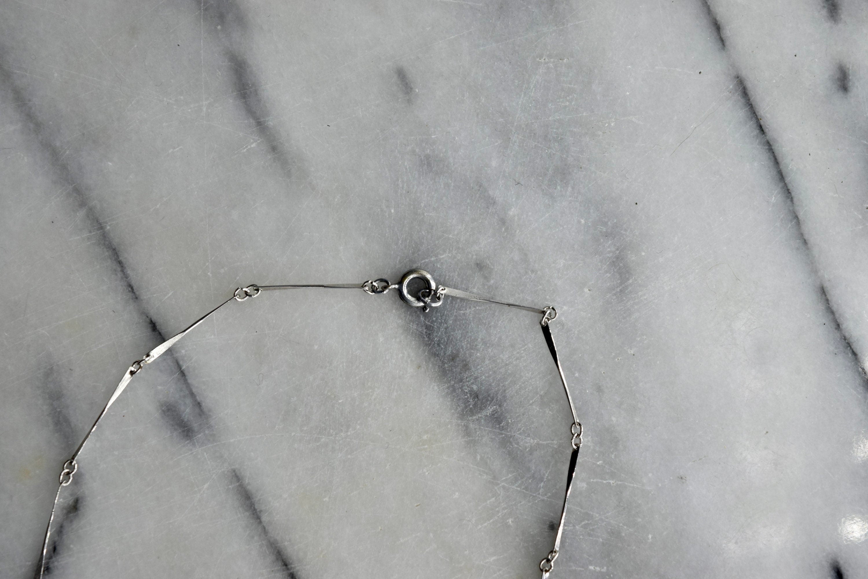 Antique Art Deco Filigree Necklace with Red Stones