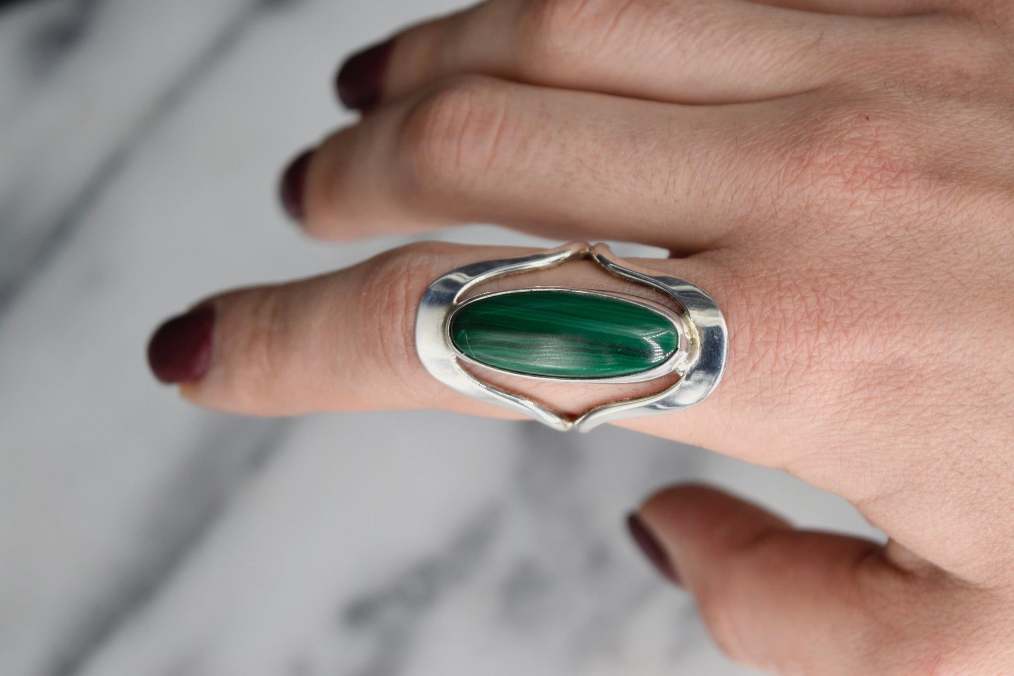 Vintage Mexican Sterling Silver Malachite Ring
