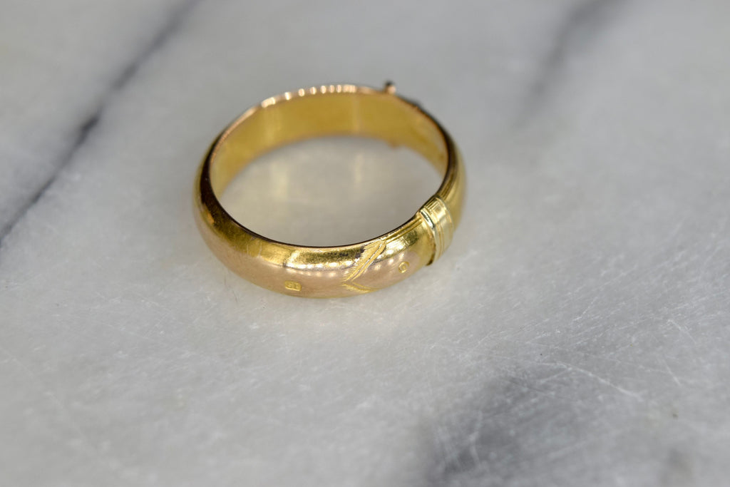 Antique 15k Gold Buckle Garter Belt Ring English Hallmarks