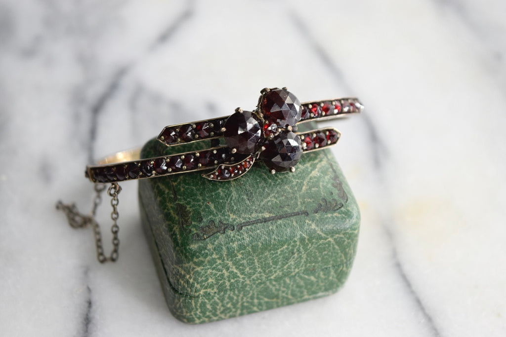 Buy Garnet Bracelet Antique Genuine Czech Red Stones Bangle Bohemian Three  Rows Online in India - Etsy