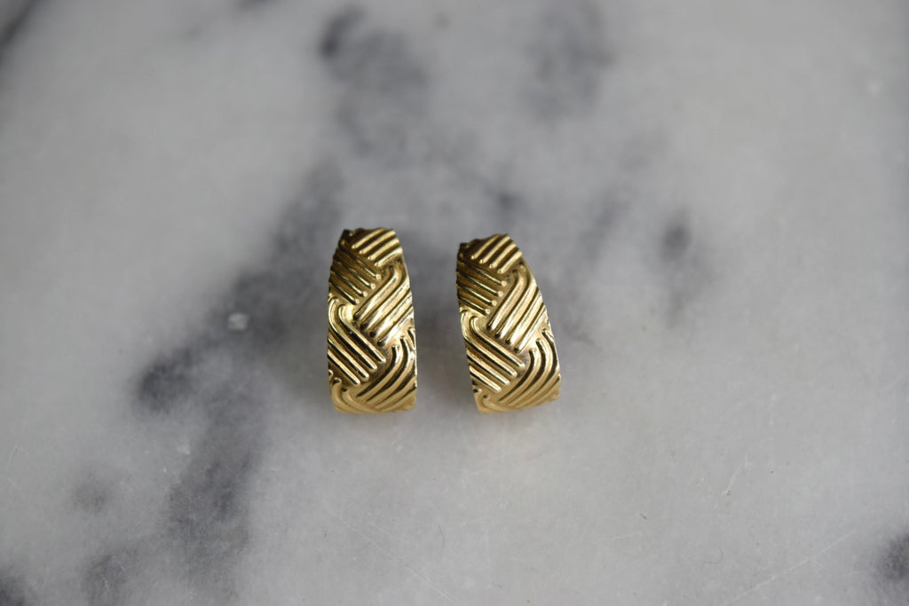 Vintage 14k Gold Textured Earrings c.1980s