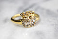 Antique Victorian Crowned Heart Diamond Ring 18k Gold with Rose Cut Diamonds