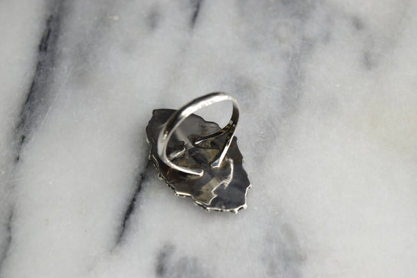 Vintage Native American Sterling Silver Turquoise Navette Ring