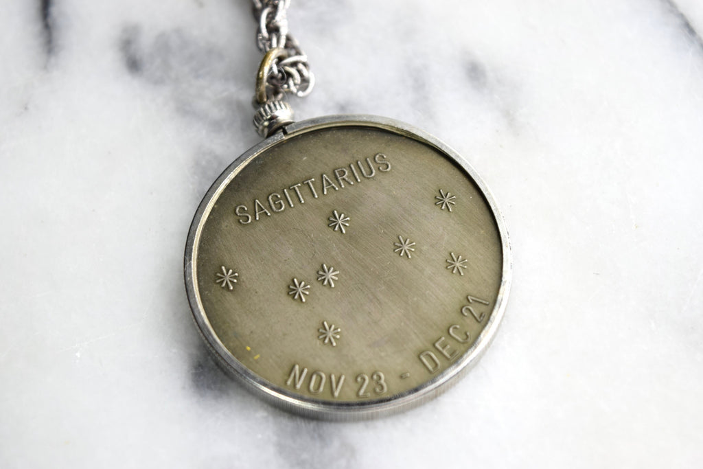 Vintage Zodiac Pendant / Sagittarius Horoscope Necklace c.1970s