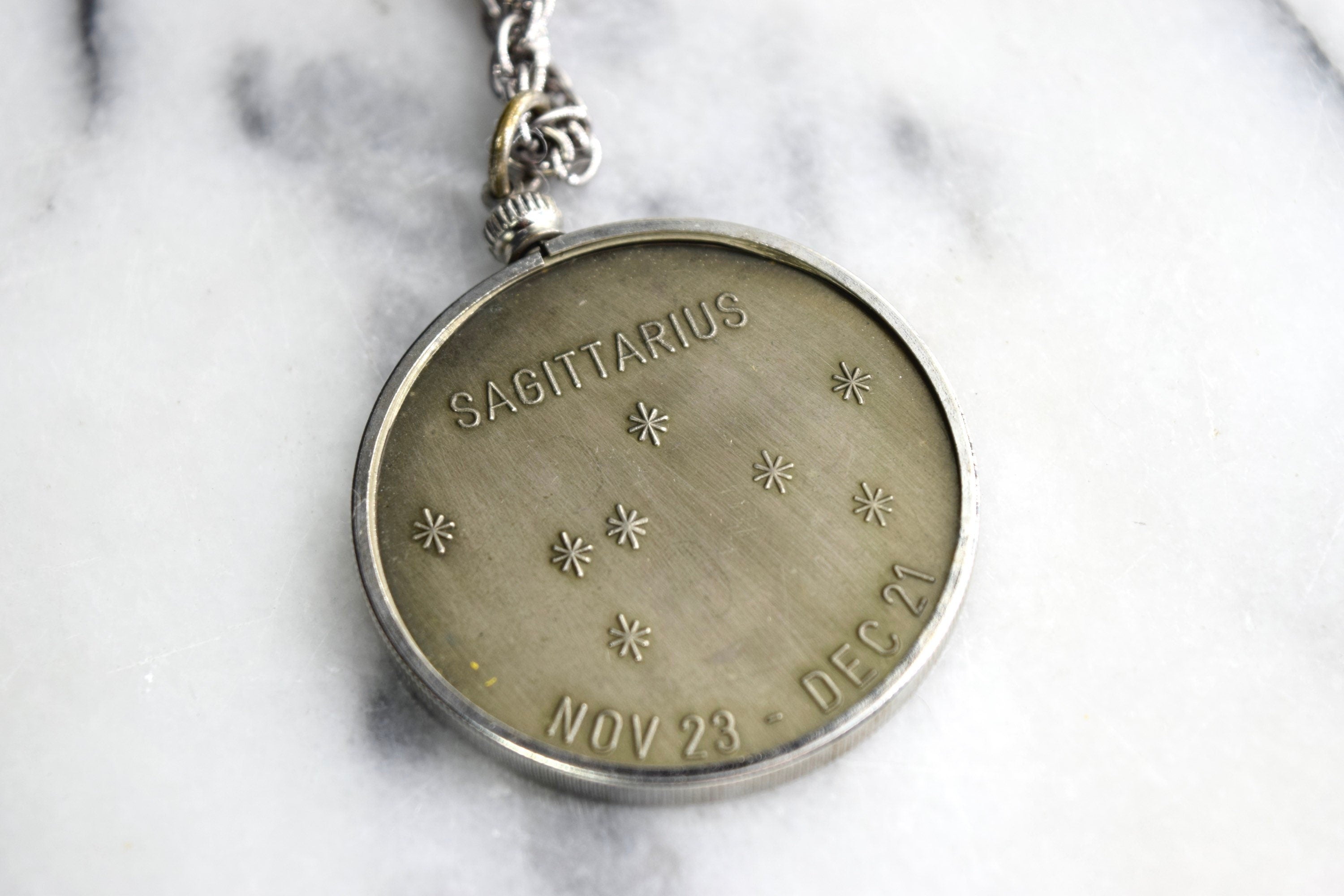 Vintage Zodiac Pendant / Sagittarius Horoscope Necklace c.1970s