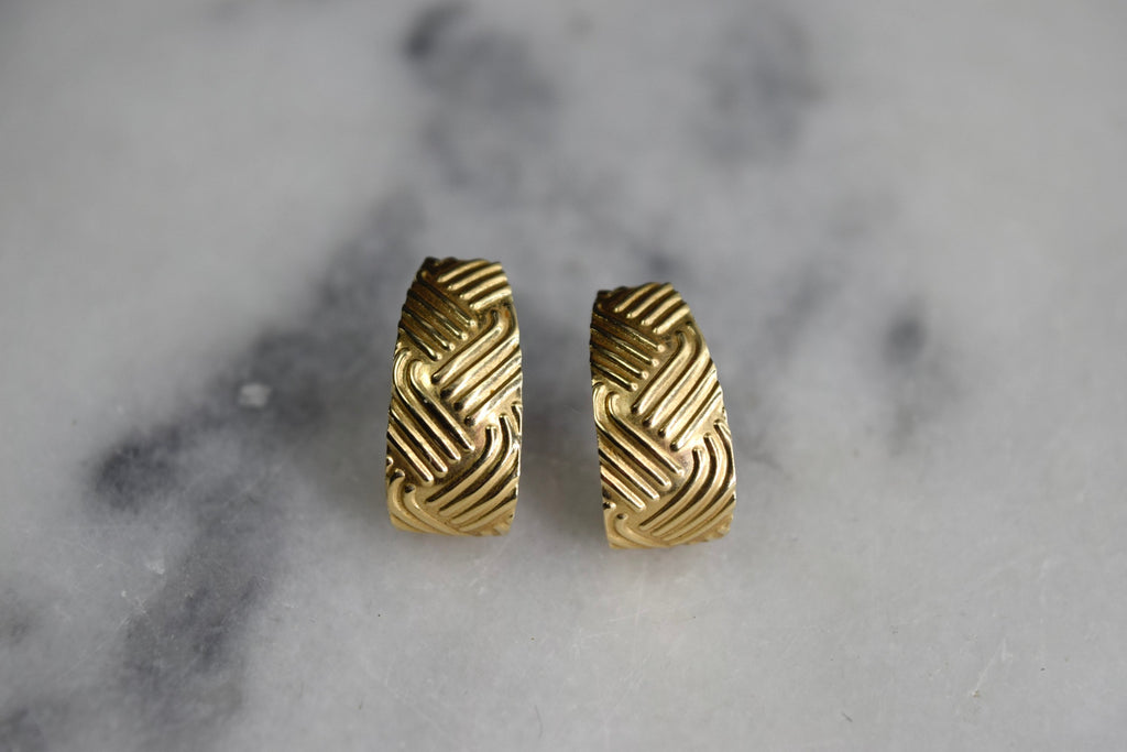 Vintage 14k Gold Textured Earrings c.1980s