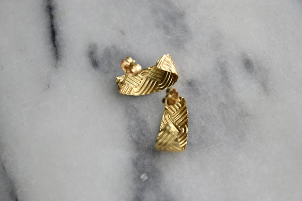 Vintage 14k Gold Textured Earrings c.1980s