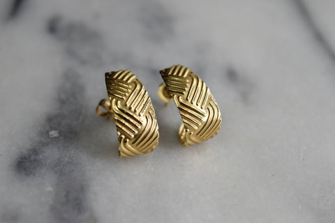 Vintage 14k Gold Textured Earrings c.1980s