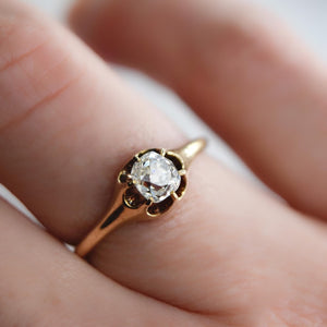 Antique Victorian Old Mine Cut Diamond Engagement Ring .45 CT 14k Gold