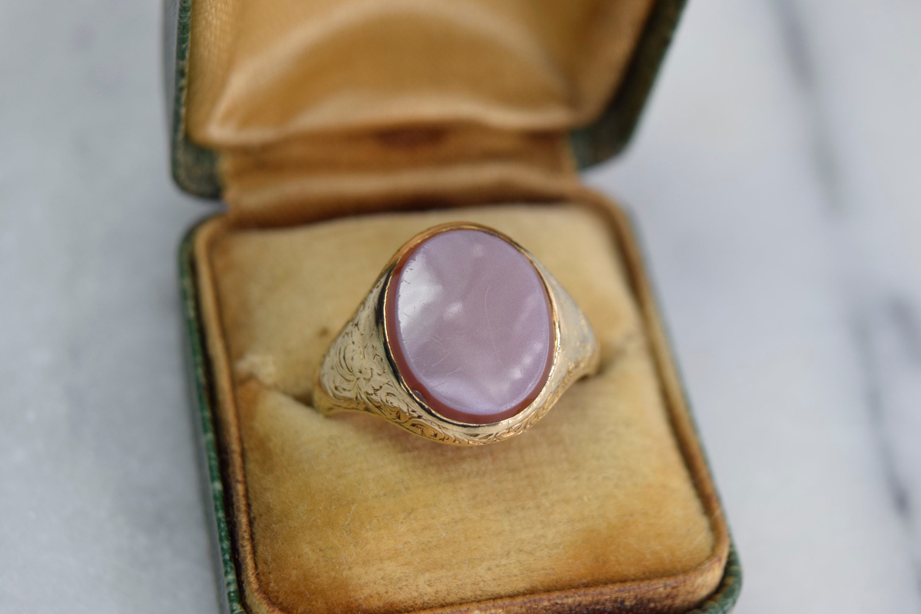 Antique 18k Gold Signet Ring with Sardonyx Stone