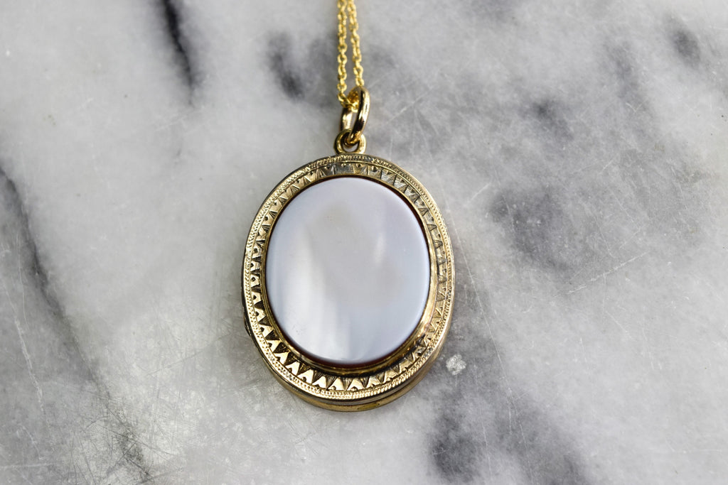 Antique Victorian Gold Filled Cross Locket with Sardonyx