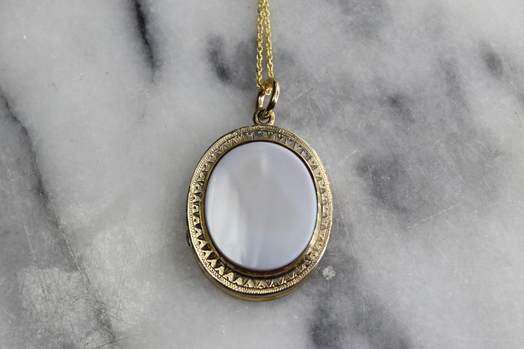 Antique Victorian Gold Filled Cross Locket with Sardonyx