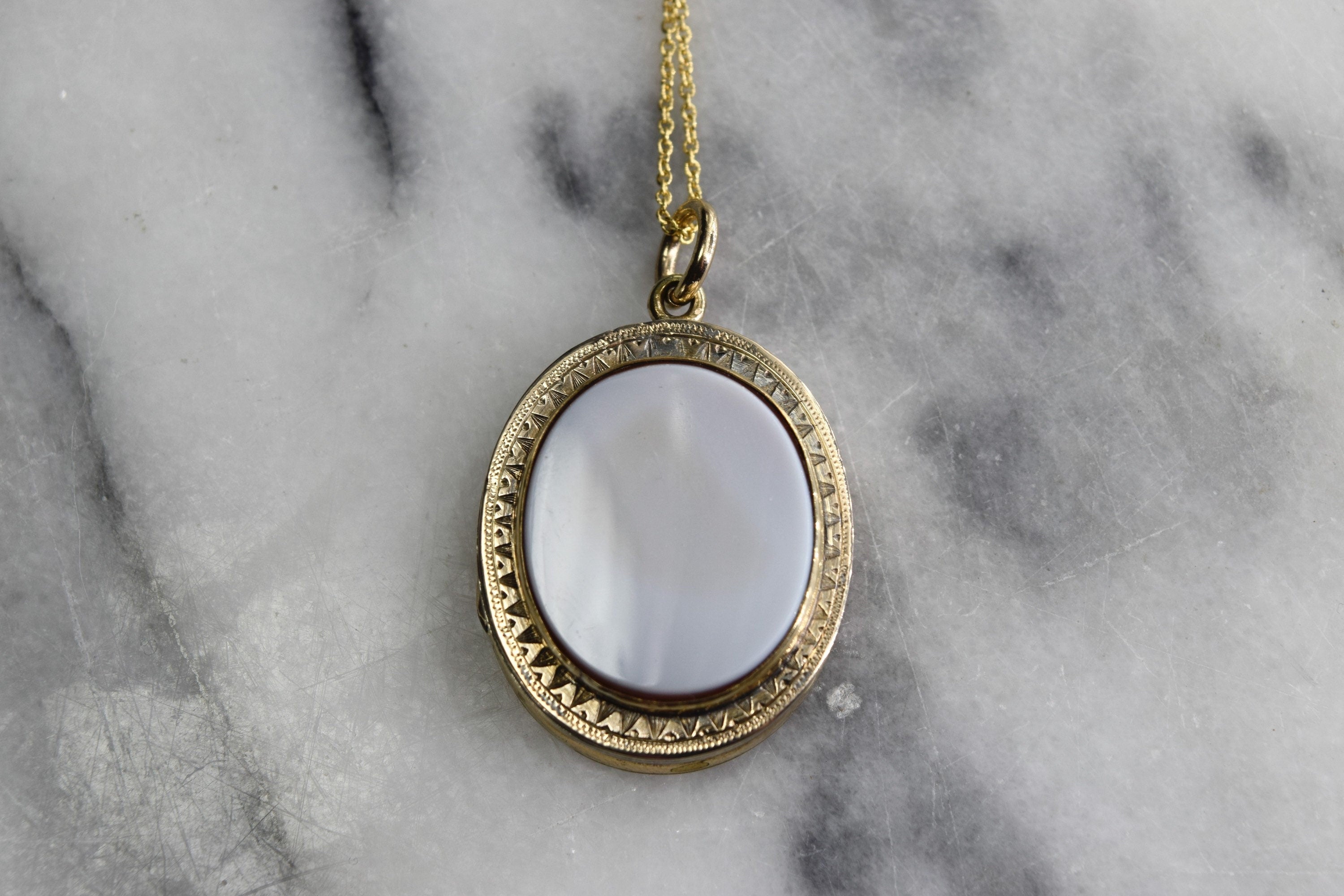 Antique Victorian Gold Filled Cross Locket with Sardonyx