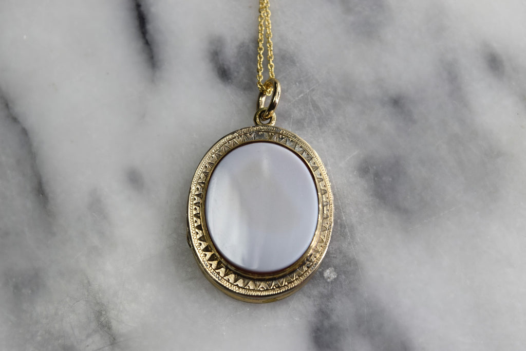 Antique Victorian Gold Filled Cross Locket with Sardonyx