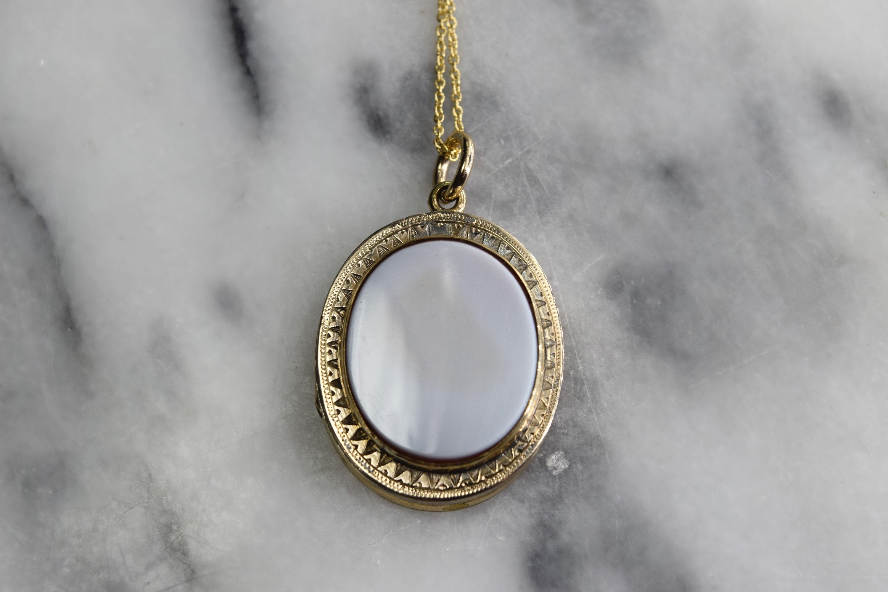 Antique Victorian Gold Filled Cross Locket with Sardonyx