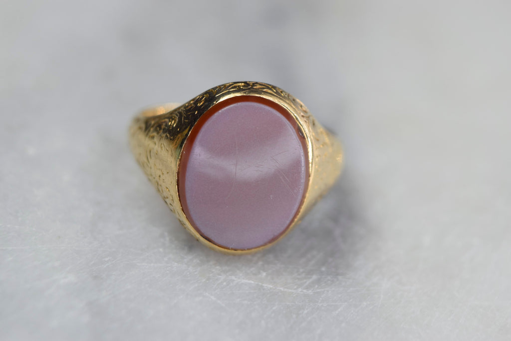 Antique 18k Gold Signet Ring with Sardonyx Stone