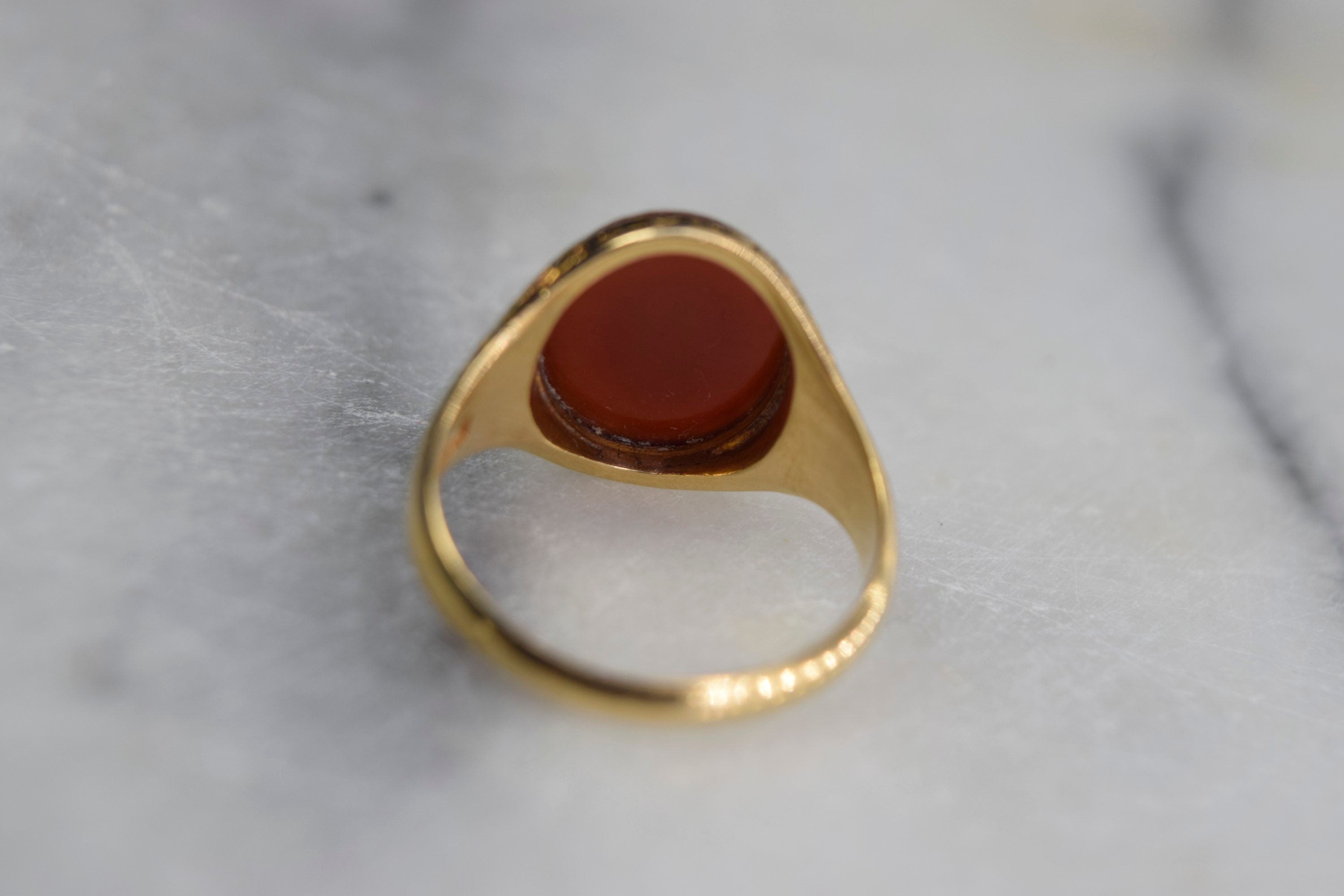 Antique 18k Gold Signet Ring with Sardonyx Stone