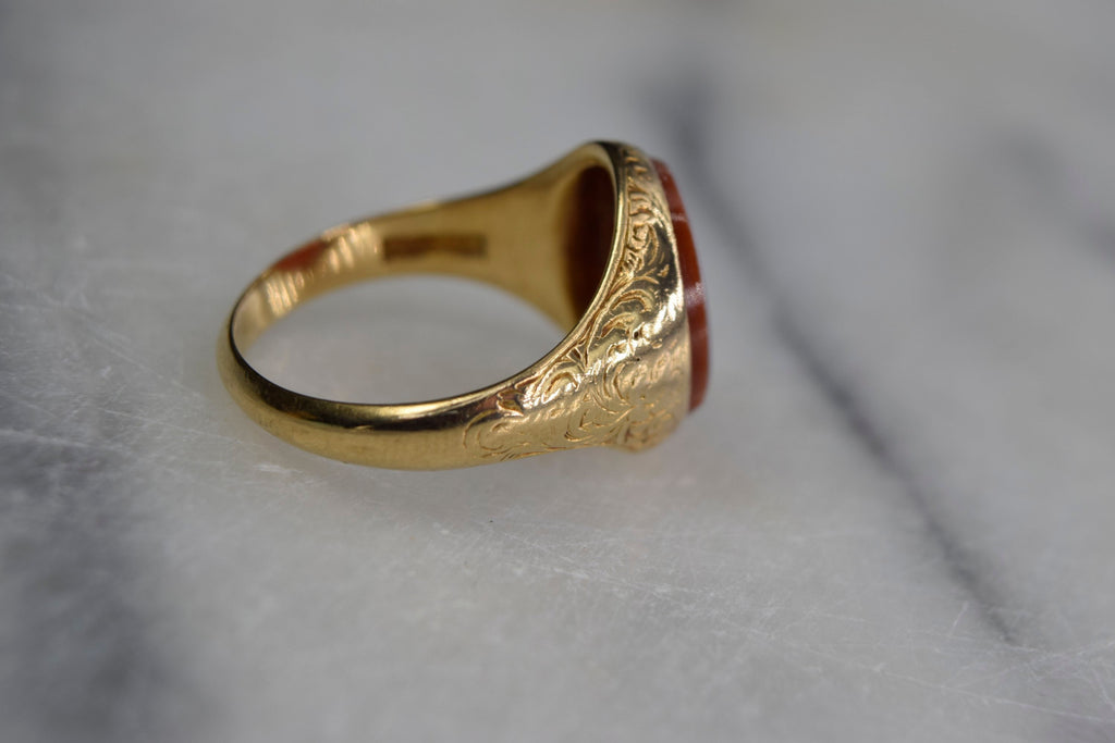 Antique 18k Gold Signet Ring with Sardonyx Stone