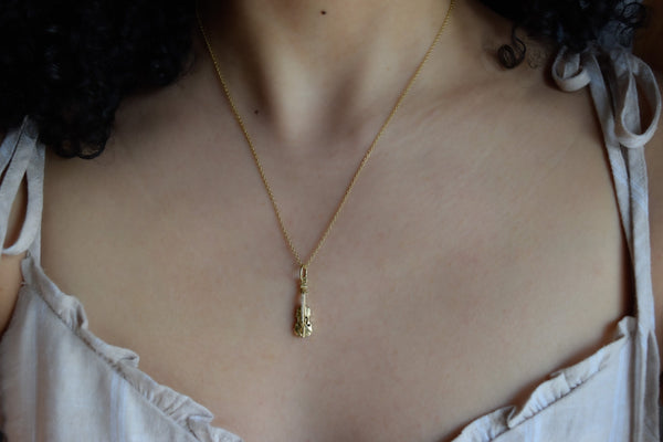 Vintage 14k Gold Violin Charm Necklace
