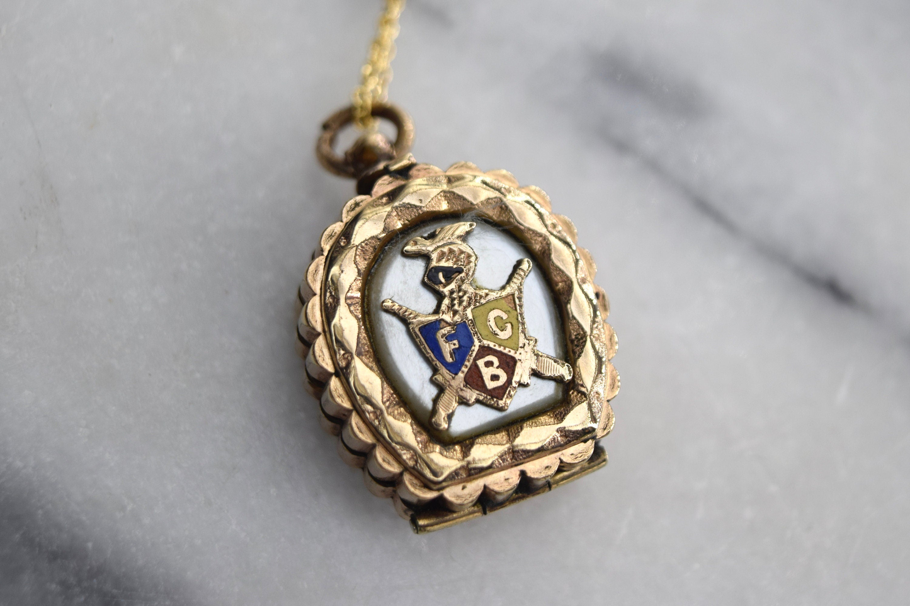 Antique Locket Gold Filled Cameo and Knights of Pythias Pendant