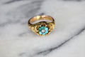 Antique 15k Gold Ring With Turquoise and Rose Cut Diamond Hallmarked Chester 1921