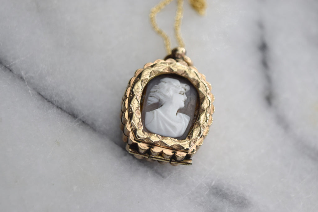 Antique Locket Gold Filled Cameo and Knights of Pythias Pendant