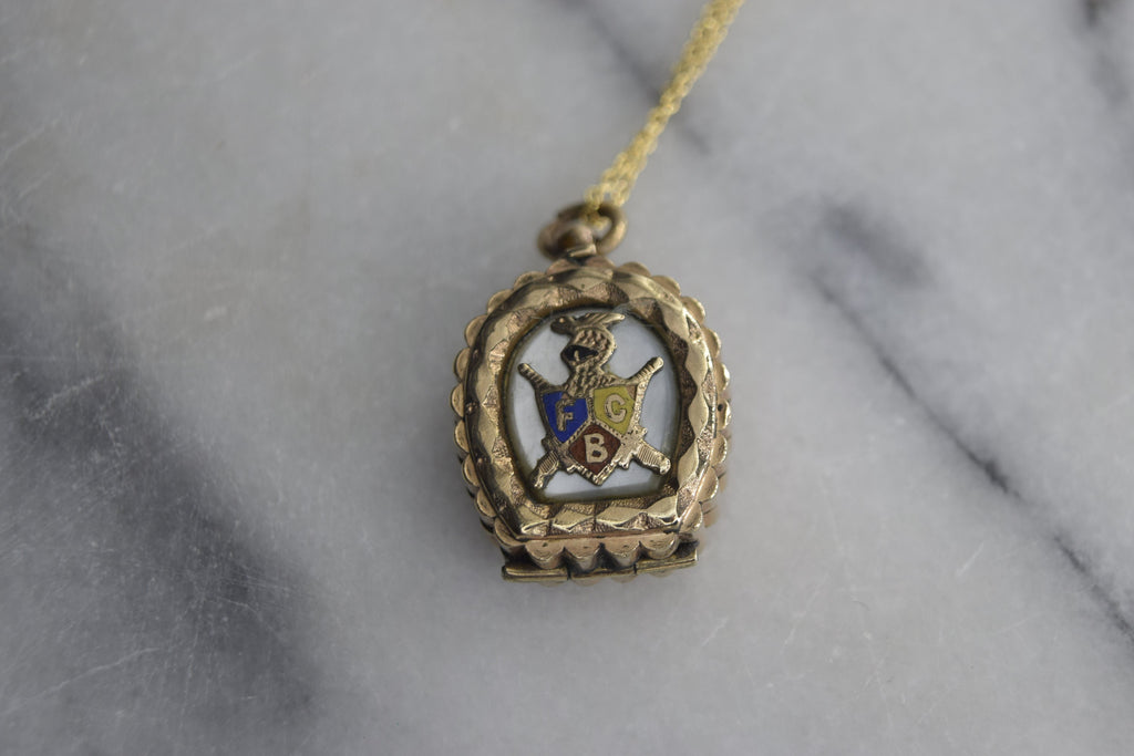 Antique Locket Gold Filled Cameo and Knights of Pythias Pendant