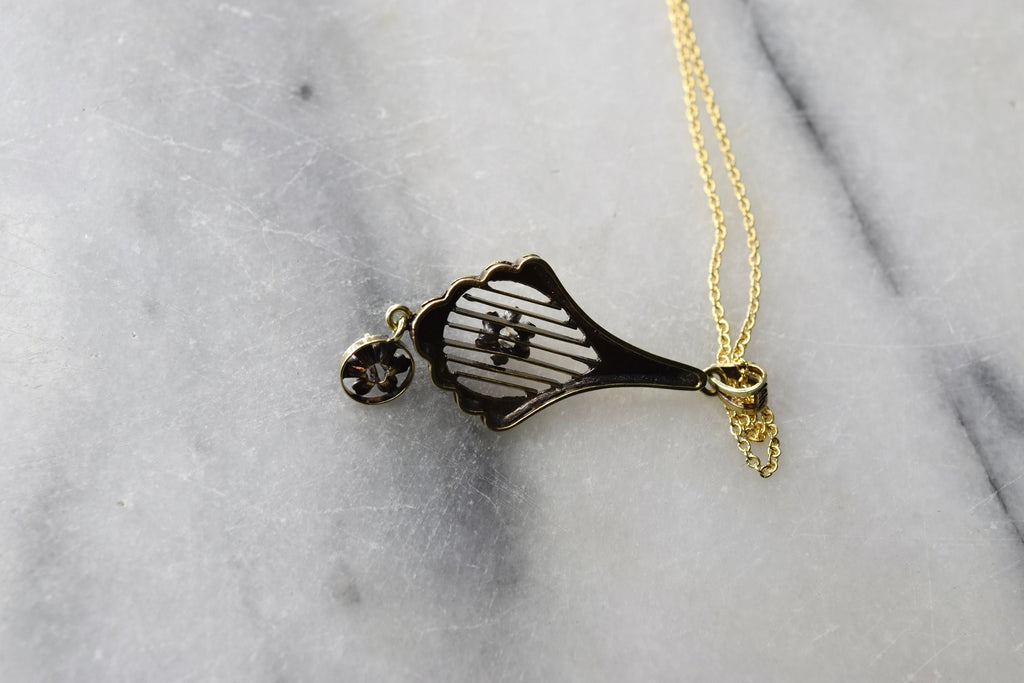 Antique 14k Gold Lavaliere with Old Mine Cut Diamonds c.1900