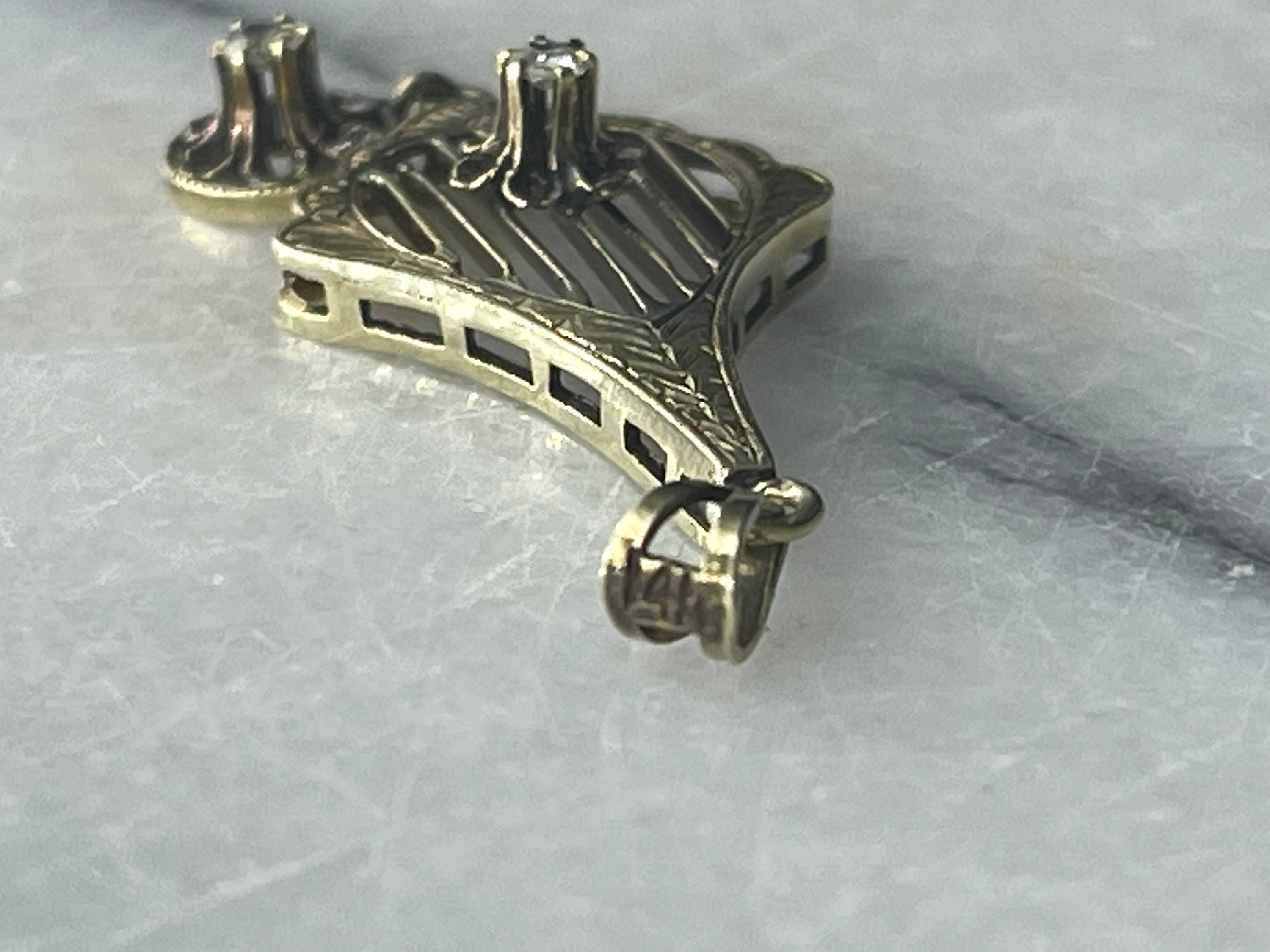 Antique 14k Gold Lavaliere with Old Mine Cut Diamonds c.1900