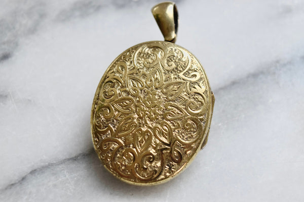 Antique Victorian 14k Gold Etruscan Revival Locket with Blue Enamel and Seed Pearls