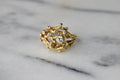 Vintage 14k Gold Brutalist Twig Motif Ring With Diamonds c.1960s