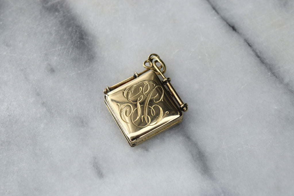 Antique Victorian 14k Rose Gold Locket with Monogram