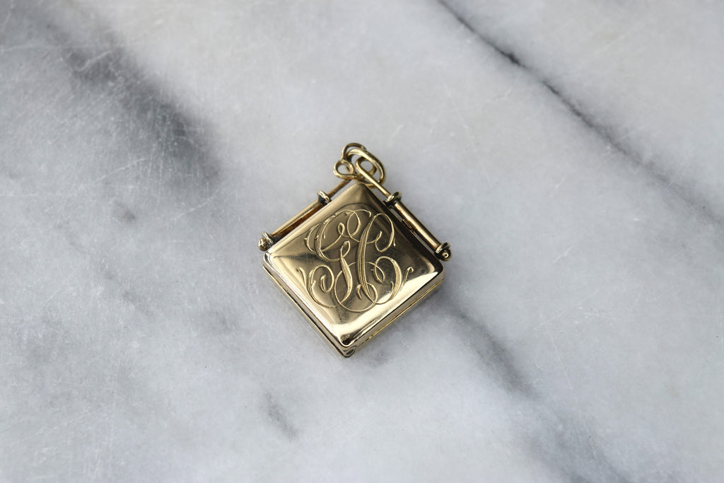 Antique Victorian 14k Rose Gold Locket with Monogram