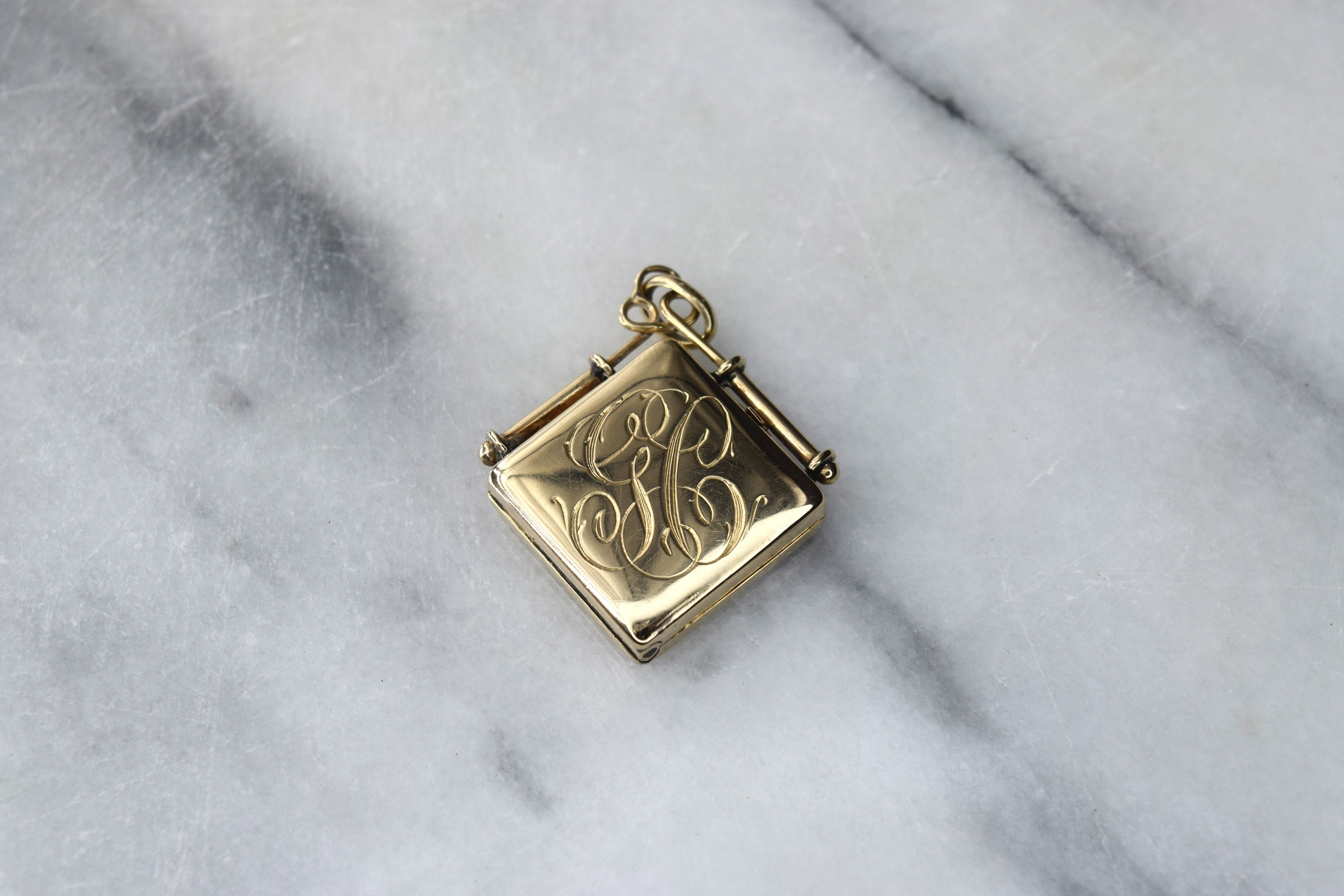 Antique Victorian 14k Rose Gold Locket with Monogram