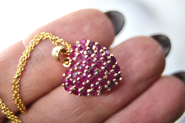 Vintage 14k Gold Ruby Heart Charm Necklace