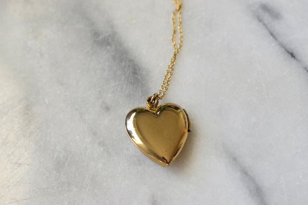 Vintage Gold Filled Sweetheart Locket with Engraved Design c.1940s