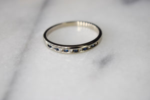 Antique 14k White Gold Sapphire and Diamond Band