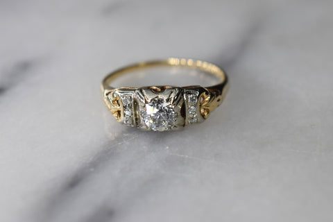 Antique 14k Gold .50 ct Old European Cut Diamond Ring