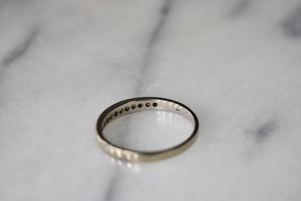 Antique 14k White Gold Sapphire and Diamond Band